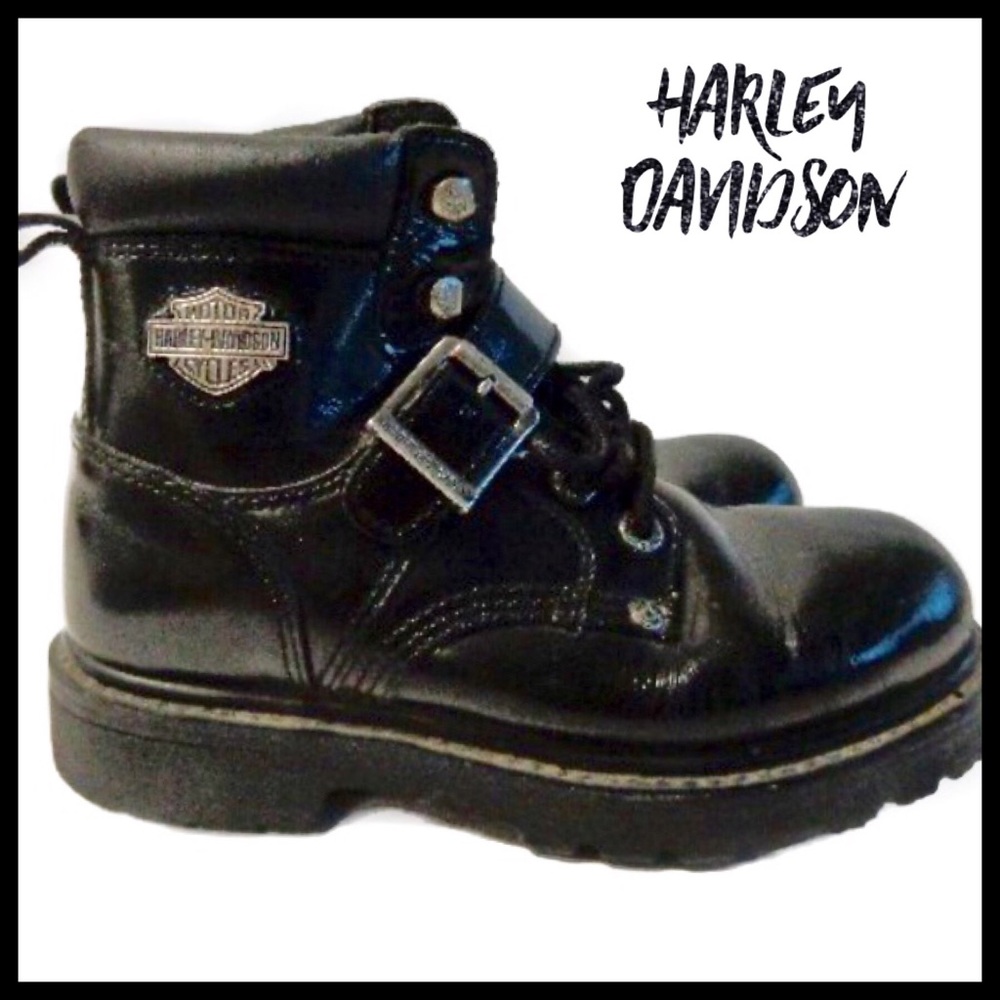Harley Davidson Black Leather Riding Boots Size 5